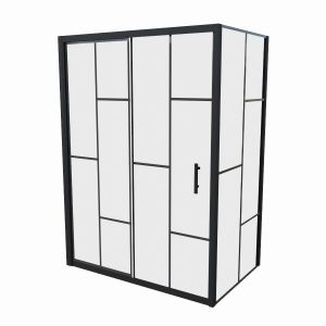 Paroi de douche d'angle effet verrière ATELIA avec porte coulissante 120 cm x 80 cm