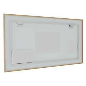 Miroir LED cadre doré CARA 120 cm x 70 cm - antibuée, horloge et loupe