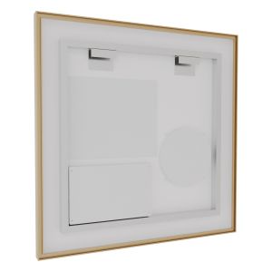 Miroir LED cadre doré CARA 80 cm x 70 cm - antibuée, horloge et loupe