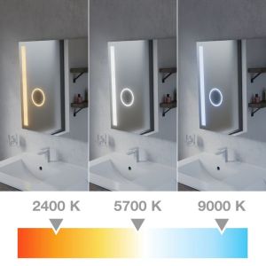 Miroir LED avec antibuée, loupe et horloge DUETTO - 140 x 70 cm