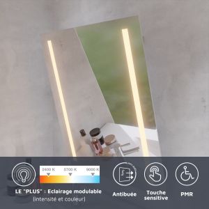 Miroir lumineux inclinable avec télécommande MOTORY 70x80 cm