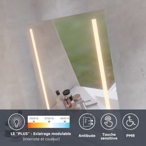 Miroir lumineux inclinable avec télécommande MOTORY 80x80 cm