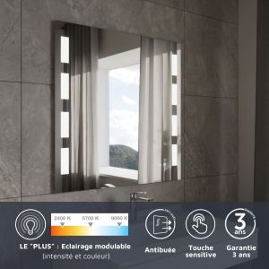 Miroir LED modulable et antibuée PRESTIGE PLUS - 80x80 cm
