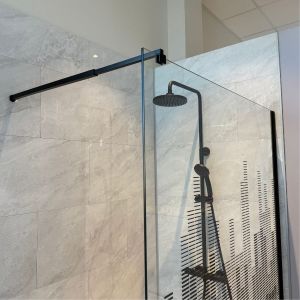 Paroi de douche à l'italienne 120 cm x 200 cm - Sérigraphie motif noir MANHATTAN 
