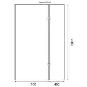 Dimensions paroi de douche italienne 100+40 x 200 cm STURDY verre 10 mm avec volet pivotant
