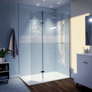 Paroi de douche italienne 100+40 x 200 cm STURDY verre 10 mm avec volet pivotant