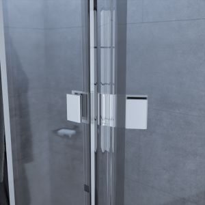 Paroi de douche miroir 120+40 BAYA avec volet pivotant - verre 8 mm