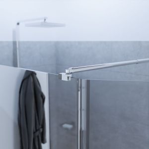 Paroi de douche miroir 120+40 BAYA avec volet pivotant - verre 8 mm