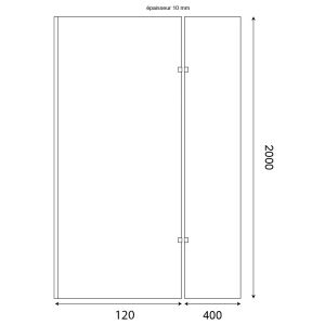Paroi de douche miroir effet fumé 120+40 cm PSYCHE avec volet pivotant- Verre 8mm