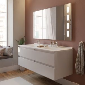 Meuble double vasque 140 cm ARLEQUIN avec miroir Prestige