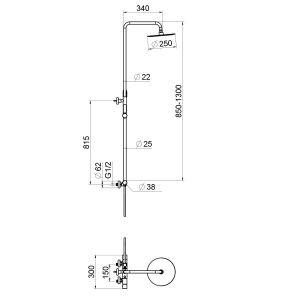 Combiné de douche et douchette GLOBE - Doré
