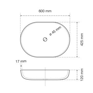 Plan vasque à poser OVALIA 60 cm x 42.5 cm