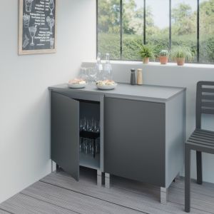 Cuisine d'été inox gris KX01 avec rangements - 120 cm