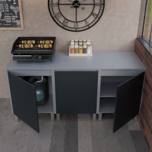 Cuisine d'été en inox KX02  avec rangements - 180 cm