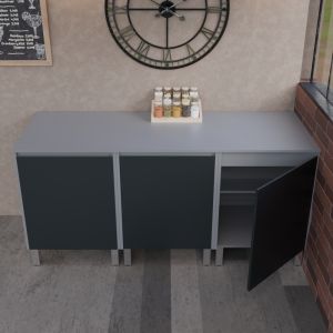 Cuisine d'été en inox gris KX02 ouverture à droite- 180 cm