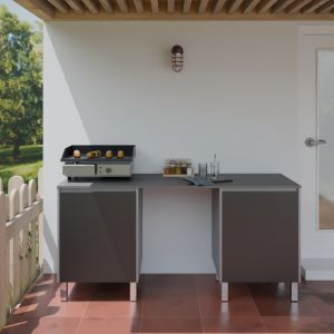 Cuisine d'été en inox KX07 - 180 cm avec emplacement frigo