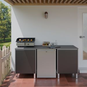 Cuisine d'été en inox KX07 - 180 cm avec emplacement frigo