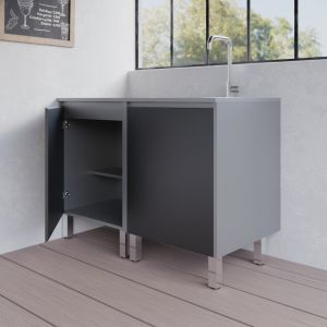 Cuisine d'été en inox avec évier KX08 porte ouverture à gauche - 120 cm