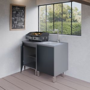  Cuisine d'été inox gris KX08 avec rangements - 120 cm