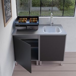 Cuisine d'été en inox KX08 - 120 cm avec évier