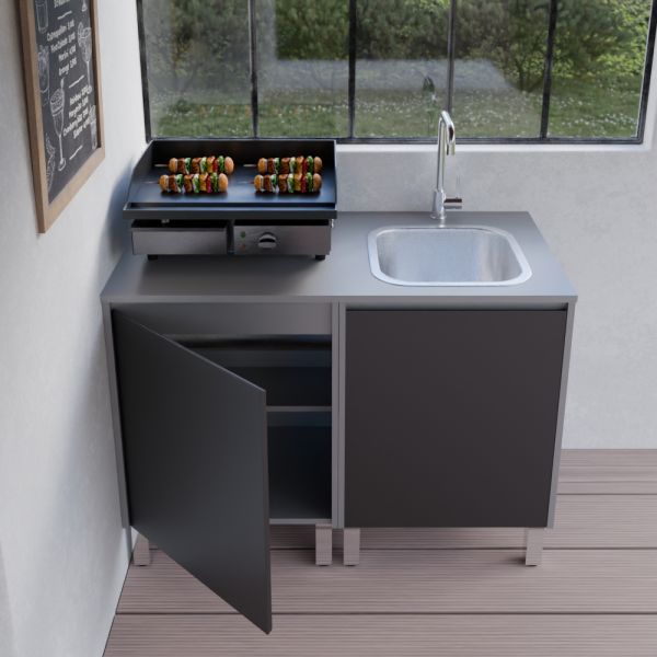 Cuisine d'été en inox KX08 - 120 cm avec évier