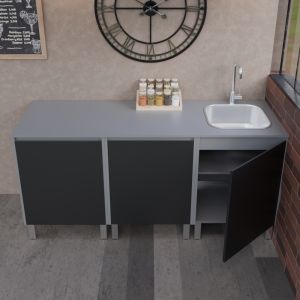 Cuisine d'été inox gris KX09 avec rangements - 180 cm