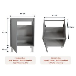 Dimensions caissons cuisine d'été en inox - KX14 