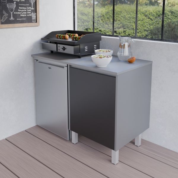 Cuisine d'été en inox KX16 - 120 cm avec emplacement frigo
