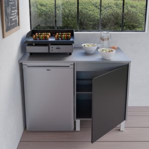 Cuisine d'été en inox KX16 - 120 cm avec emplacement frigo