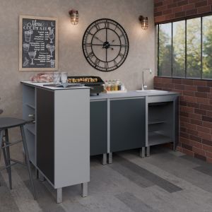 Cuisine d'été en inox KX11 - 180 cm avec évier + meuble bar