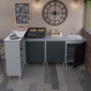 Cuisine d'été en inox KX11 - 180 cm avec évier + meuble bar