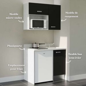 Kitchenette K00L - 100 cm - emplacements frigo top et micro-ondes