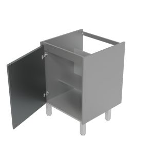 Meuble gris clair en inox - cuisine extérieure