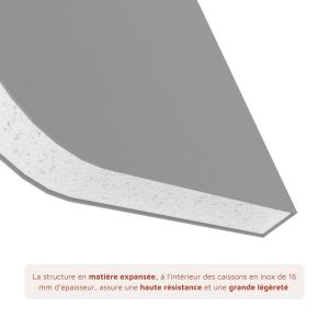 Plan de travail réversible en inox - 120 x 61 cm - gris clair