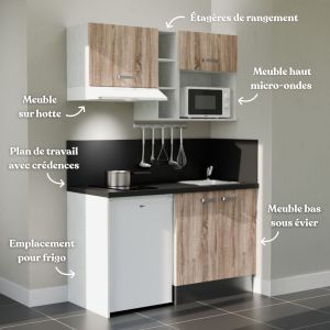 Kitchenette K13L-PT - 140 cm avec plan de travail et évier