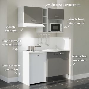 Kitchenette K13L-PT - 140 cm avec plan de travail et évier