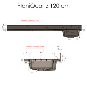 Plan de travail monobloc PlaniQuartz avec évier à gauche - 120cm SNOVA