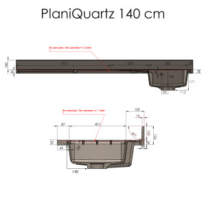 Plan de travail monobloc PlaniQuartz avec évier à gauche - 140cm SNOVA
