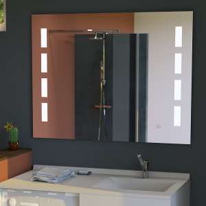 Miroir anti-buée PRESTIGE 100x80 cm - éclairage intégré à LED et interrupteur sensitif