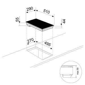 Frigo Top 55 cm GLEM avec congélateur - 113L Silver