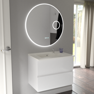 Miroir lumineux rond RONDINARA Ø 80cm - antibuée, horloge et loupe