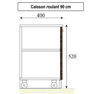 Caisson roulant ALTEA - 80 cm décor vienna et portes blanches