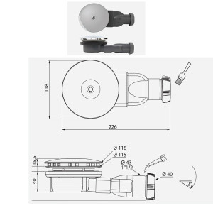 Bonde de douche extra-plate WIRQUIN - Ø 90mm