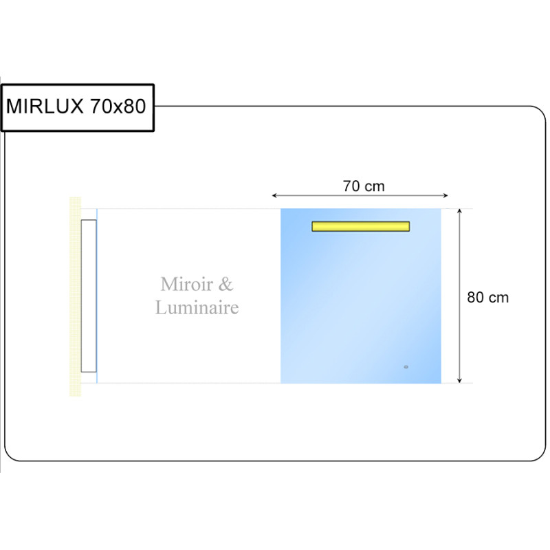 Miroir MIRLUX rétro-éclairant à LED et interrupteur sensitif - 70x80 cm