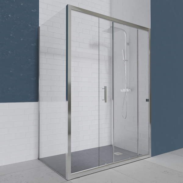 Porte de douche d'angle avec paroi coulissante NERINA - 170x90 cm