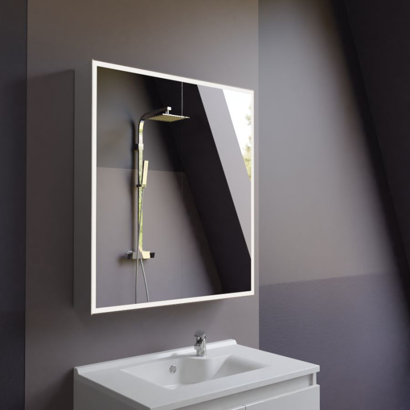 Armoire de toilette lumineuse avec miroir et prise ARMILED 80 cm