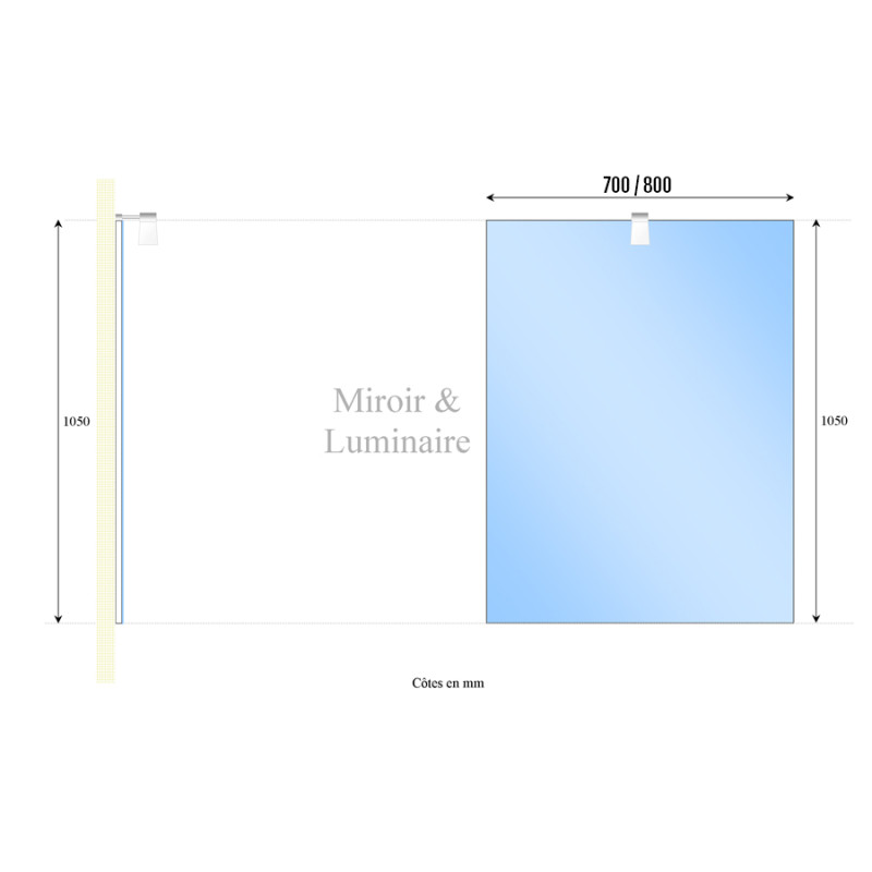 Miroir MIRCOLINE avec applique lumineuse -  70x105cm