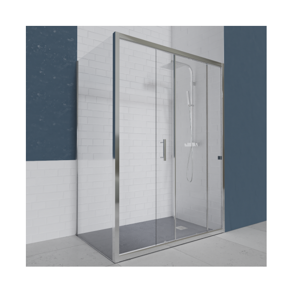 Paroi de douche avec receveur accès d'angle 80 x 120 cm, gauche, portes  coulissantes, profilés noir, GoodHome Ledava