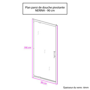 Porte de douche pivotante NERINA 90 cm - 6mm