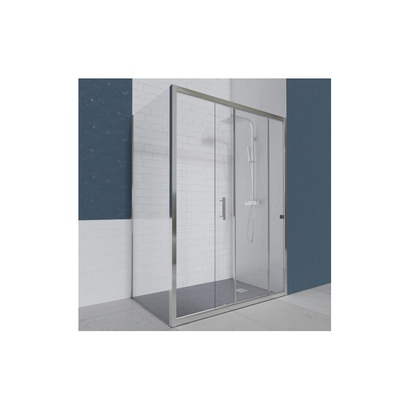 Porte de douche d'angle avec paroi coulissante NERINA - 120x80 cm